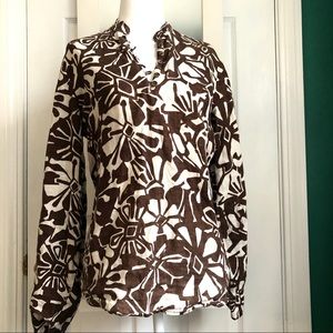 GAP Brown and white linen tunic blouse Medium